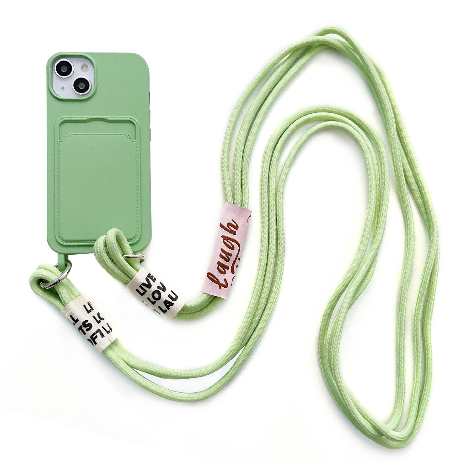 For iPhone 13 6.1 inch Liquid Silicone Card Slot Phone Case Anti-Scratch Shockproof Cover with Long Strap For iPhone 13 6.1 inch Liquid Silicone Card Slot Phone Case Anti-Scratch Shockproof Cover with Long Strap